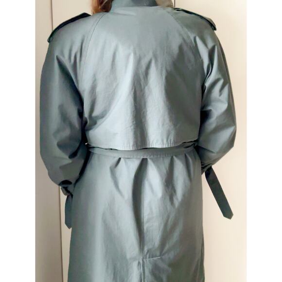 Vintage Womens Trench Coat Size 8  Grey Lined Classic Style Midi Classic - Picture 14 of 16